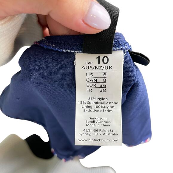 Niptuck NWT Red White Blue Sailor Stripe Adjustable Halter One Piece Swimsuit - Picture 12 of 13